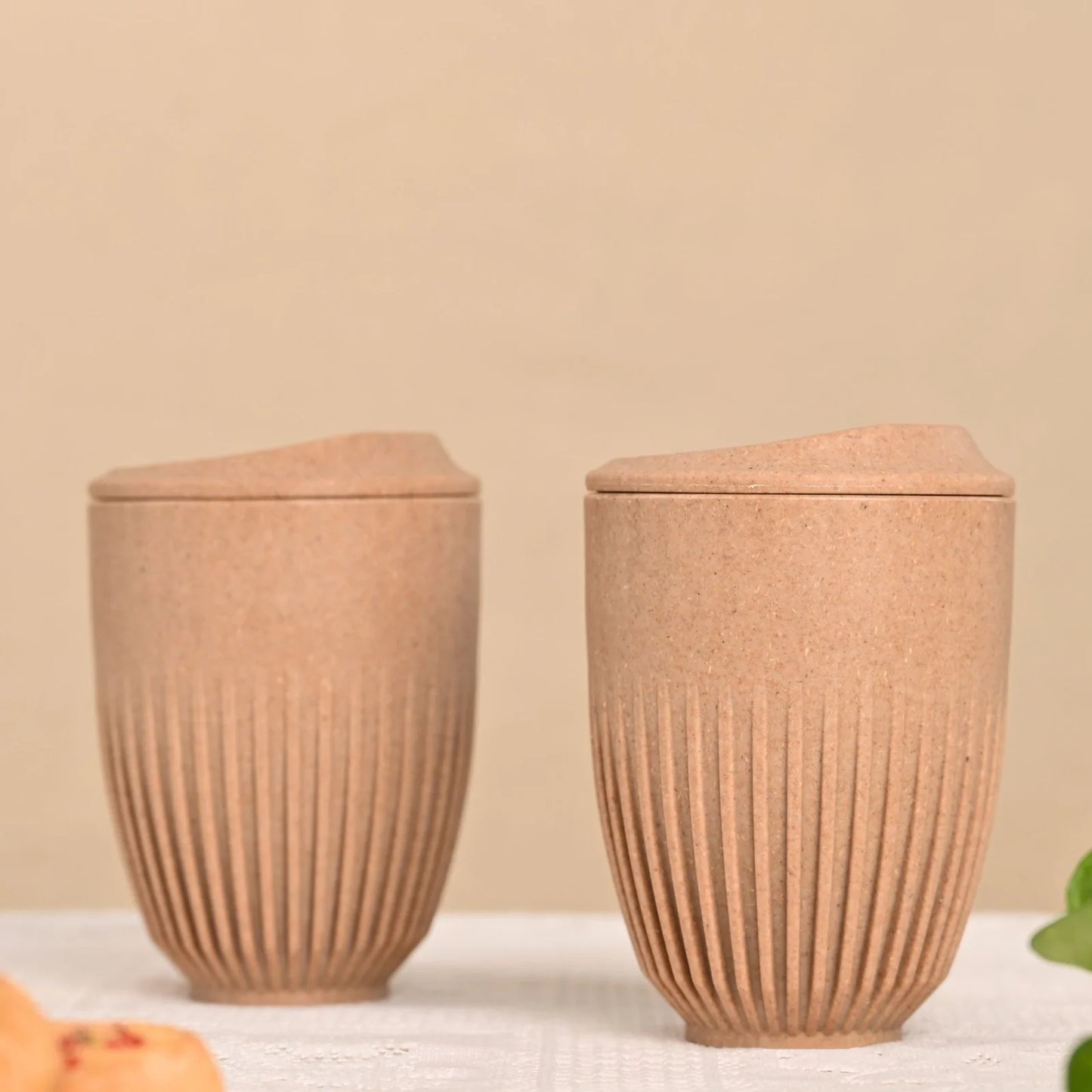 Brew Bro – Coffee Mugs with Lid (250ml/350ml) | Set of 2 | Microwave Safe | Made with Rice Husk & Bamboo