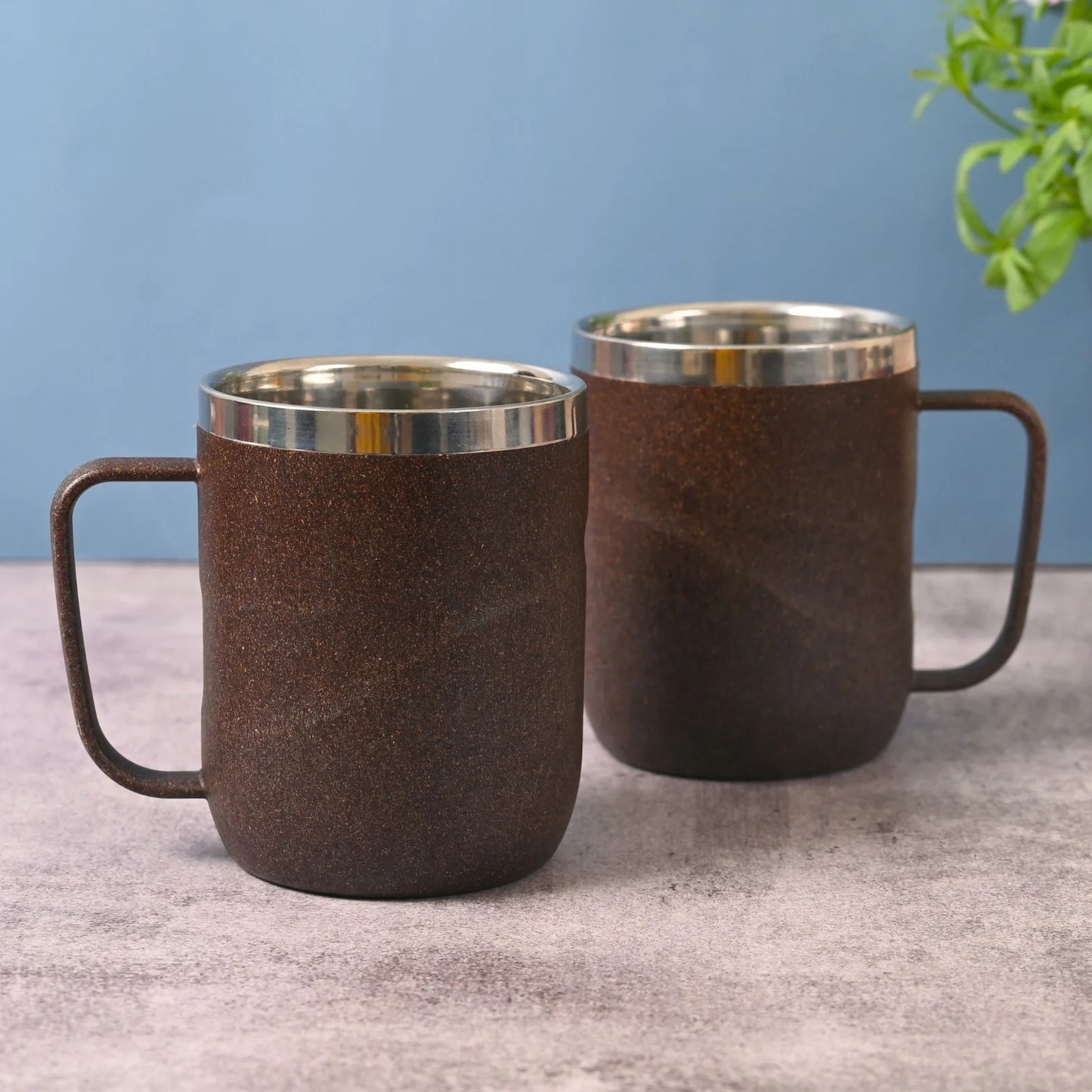 Wave Mug – Eco Insulated Coffee Mugs (250ml/400ml) | Set of 2 | Stainless Steel Core | Rice Husk Exterior