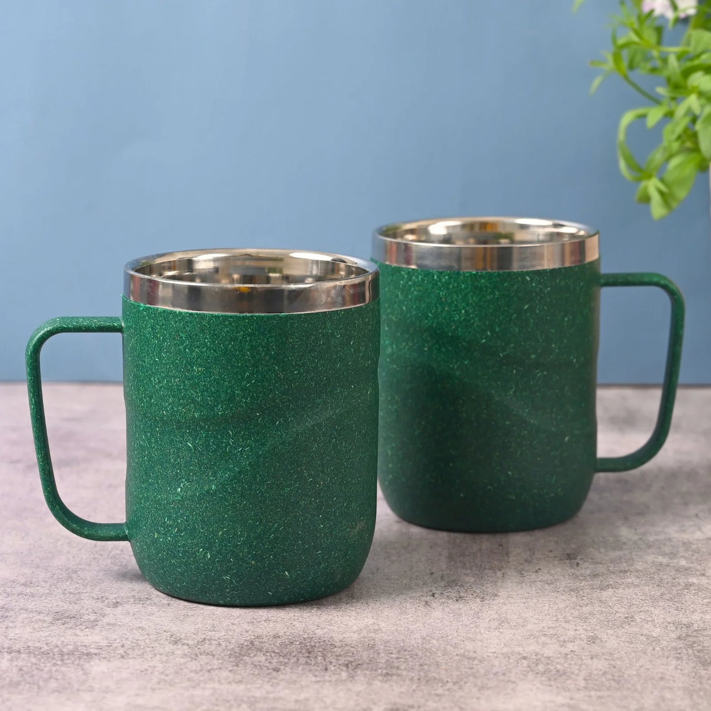 Wave Mug – Eco Insulated Coffee Mugs (250ml/400ml) | Set of 2 | Stainless Steel Core | Rice Husk Exterior