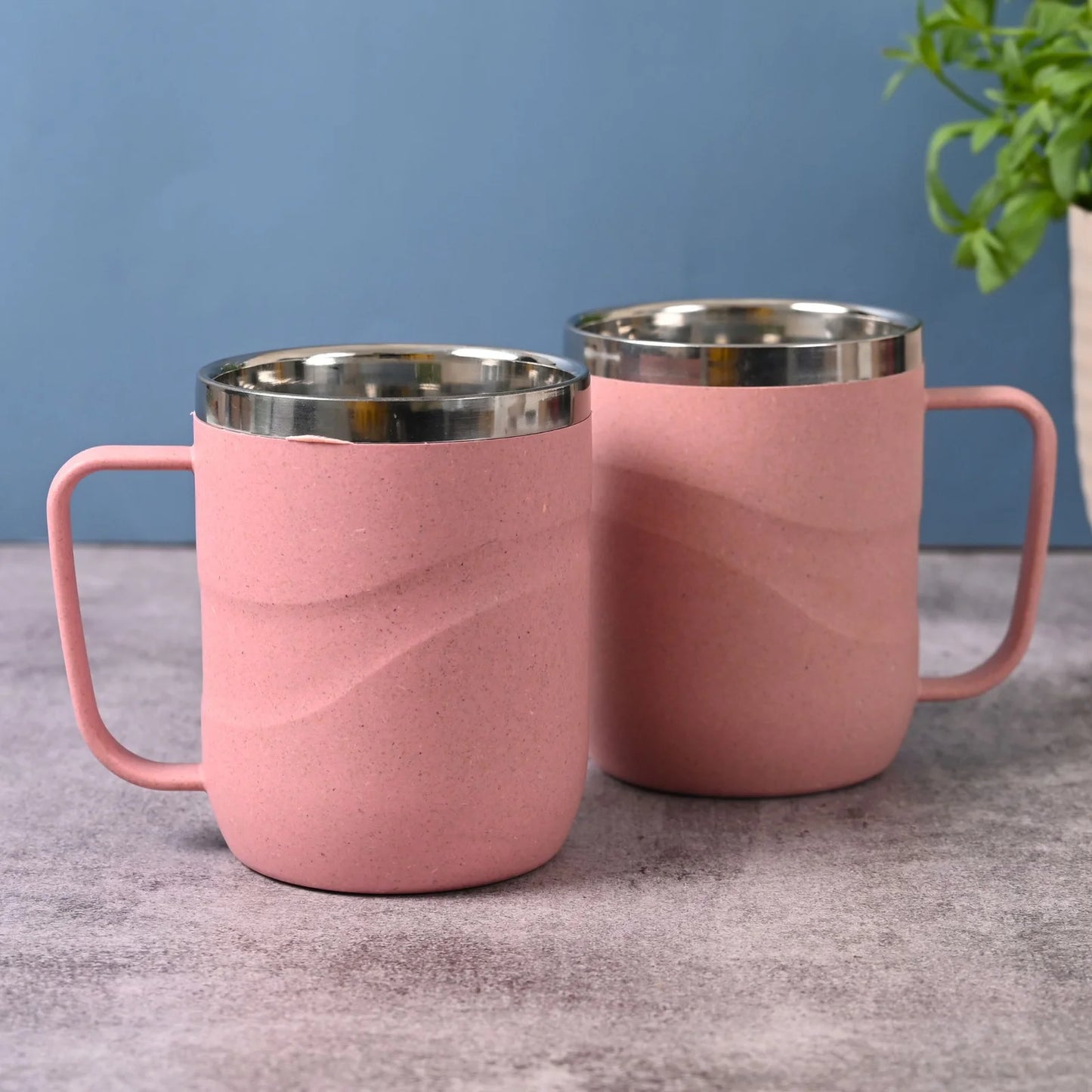 Wave Mug – Eco Insulated Coffee Mugs (250ml/400ml) | Set of 2 | Stainless Steel Core | Rice Husk Exterior