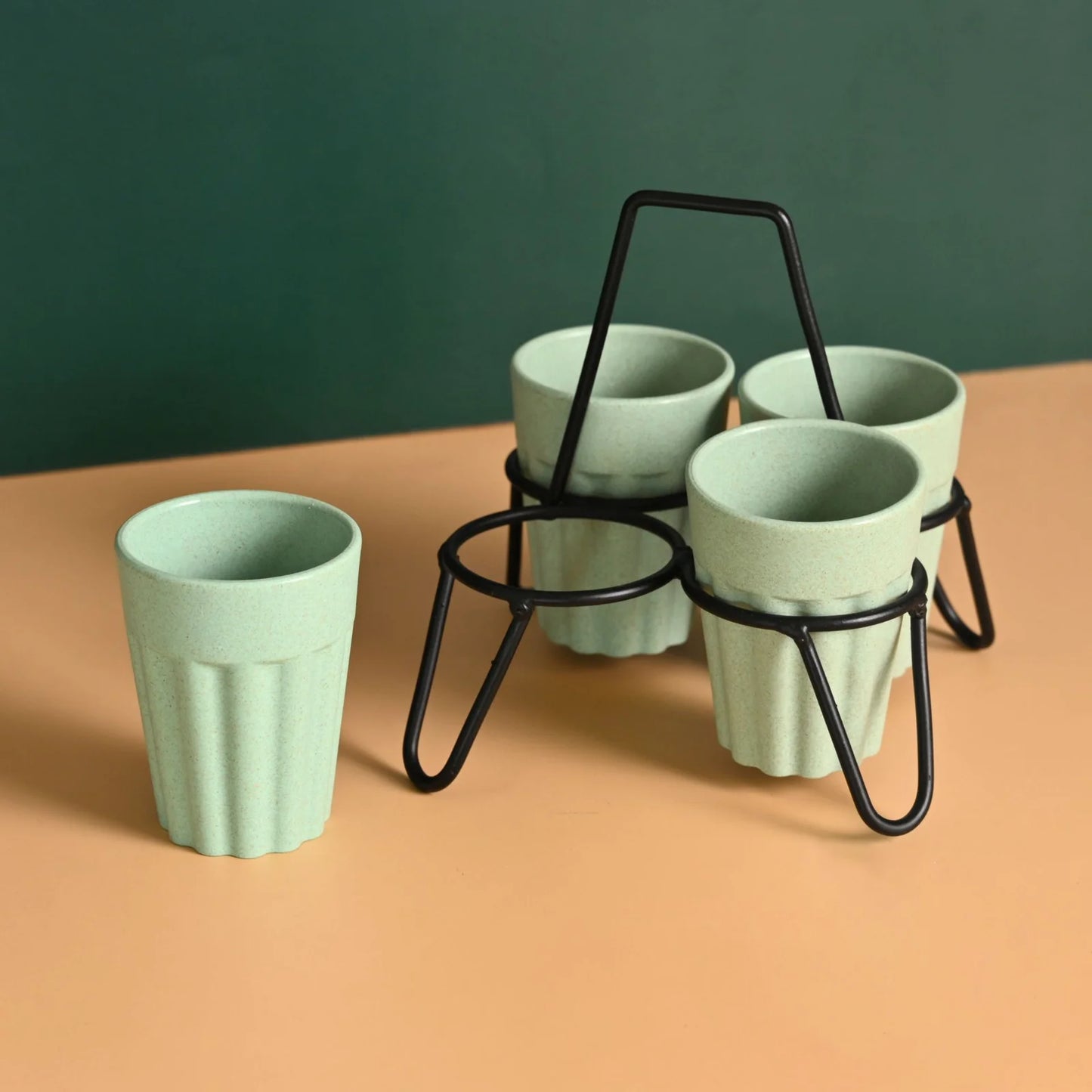 Tapri Set – Cutting Chai Cups (100ml) | Set of 4 | Made from Rice Husk & Bamboo | Unbreakable & Reusable