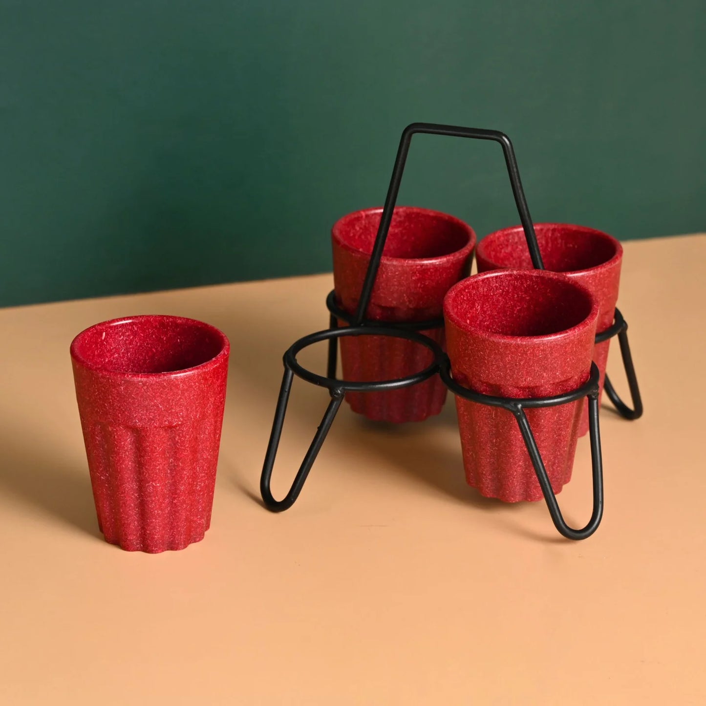 Tapri Set – Cutting Chai Cups (100ml) | Set of 4 | Made from Rice Husk & Bamboo | Unbreakable & Reusable