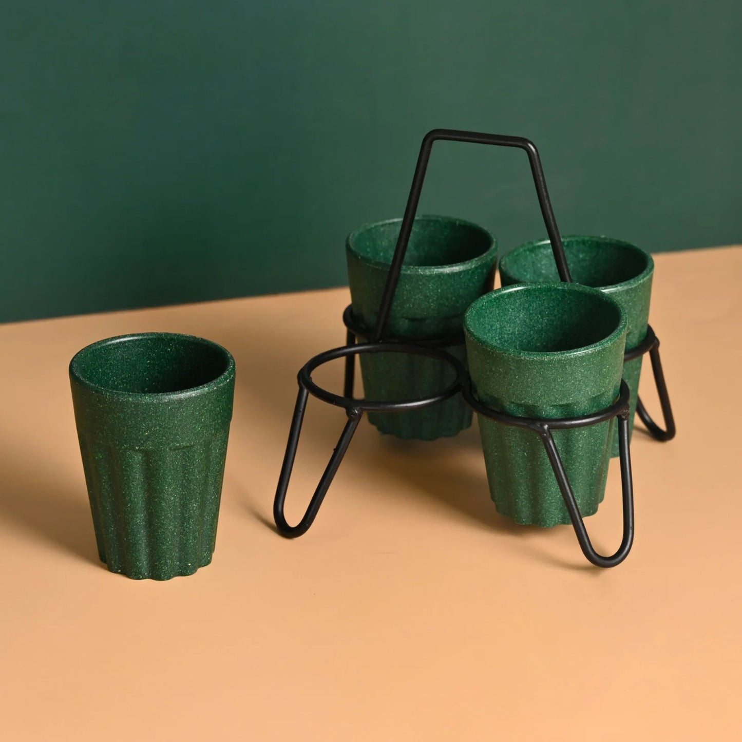 Tapri Set – Cutting Chai Cups (100ml) | Set of 4 | Made from Rice Husk & Bamboo | Unbreakable & Reusable