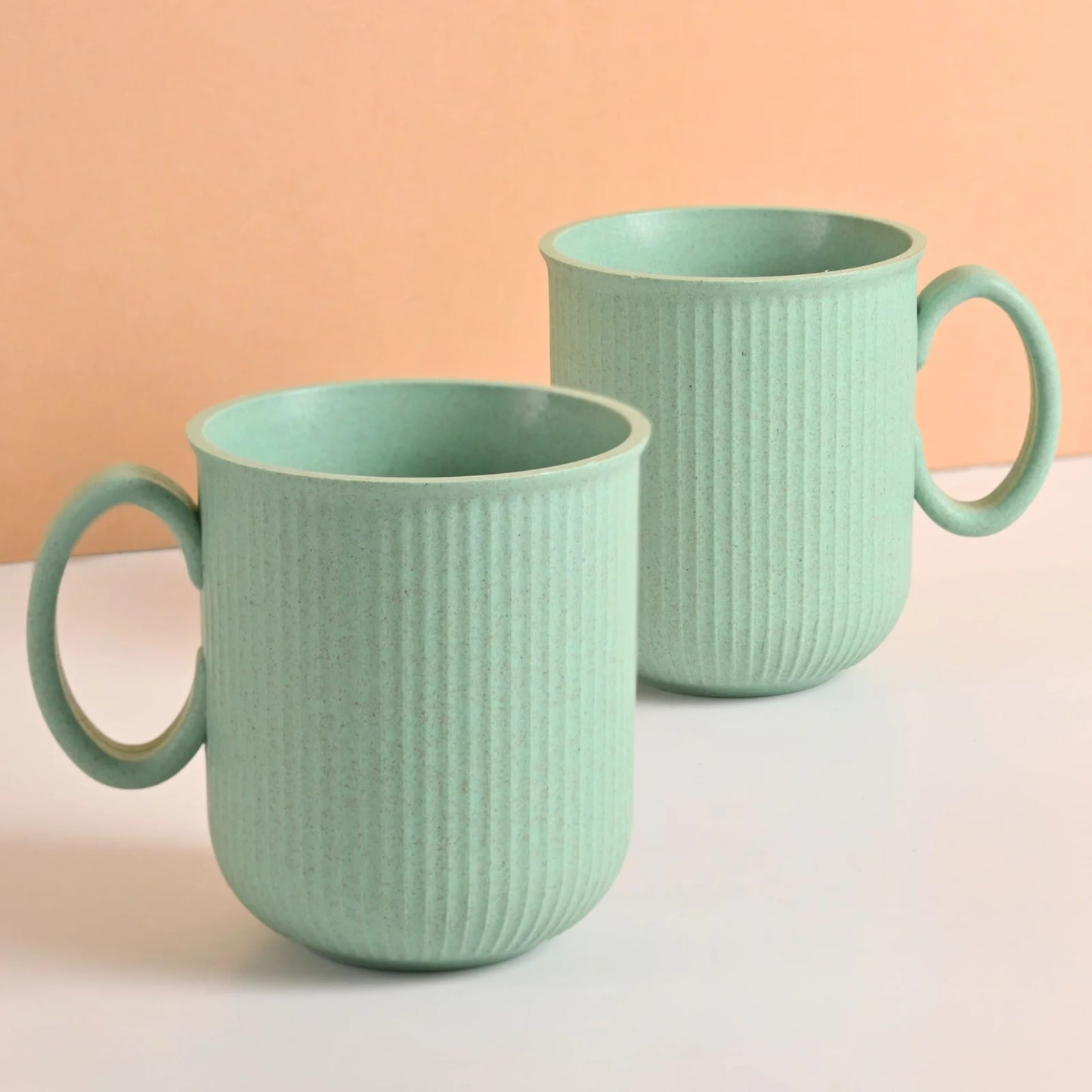 AM PM – Statement Coffee Mugs (350ml) | Set of 2 | Rice Husk & Bamboo | Microwave & Dishwasher Safe