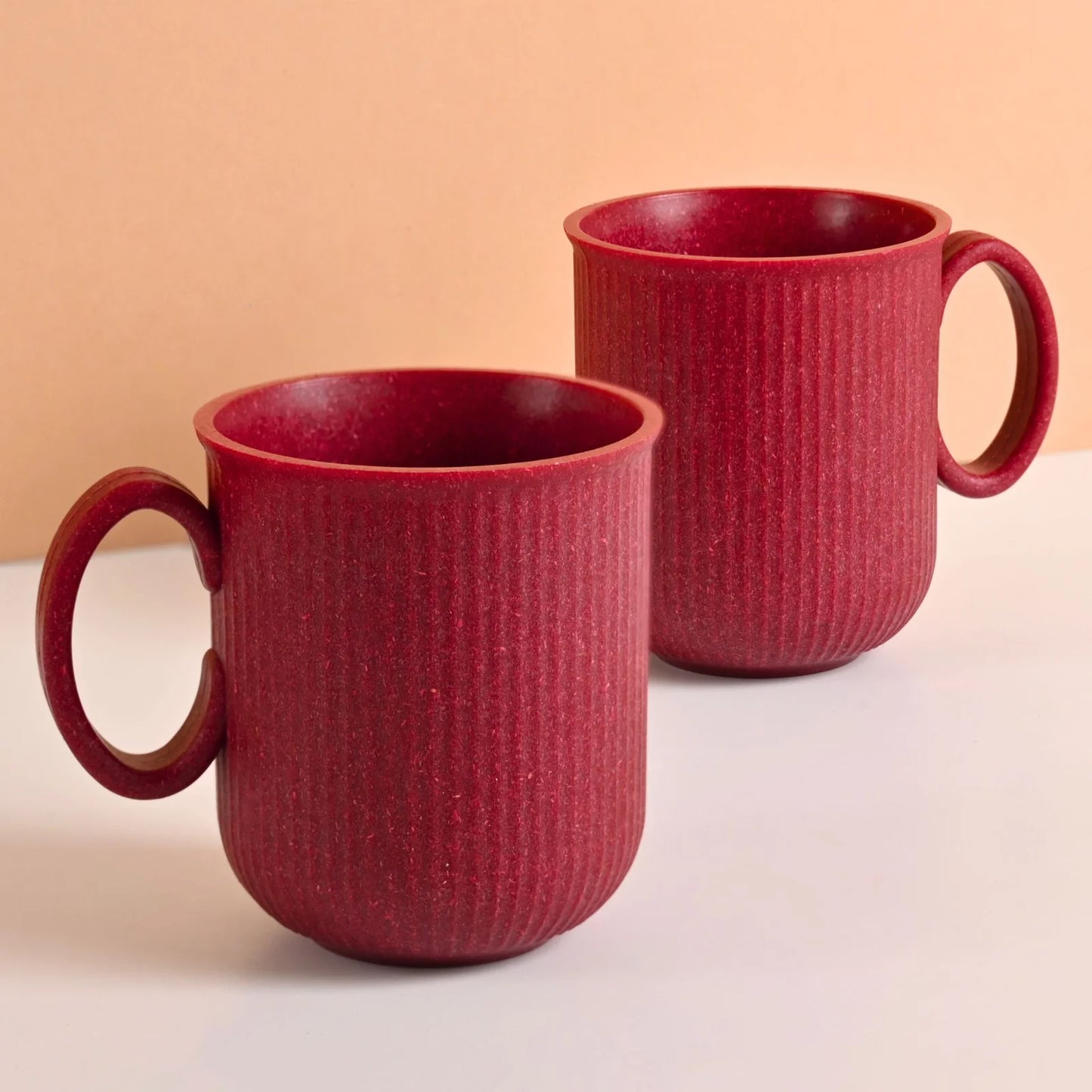 AM PM – Statement Coffee Mugs (350ml) | Set of 2 | Rice Husk & Bamboo | Microwave & Dishwasher Safe