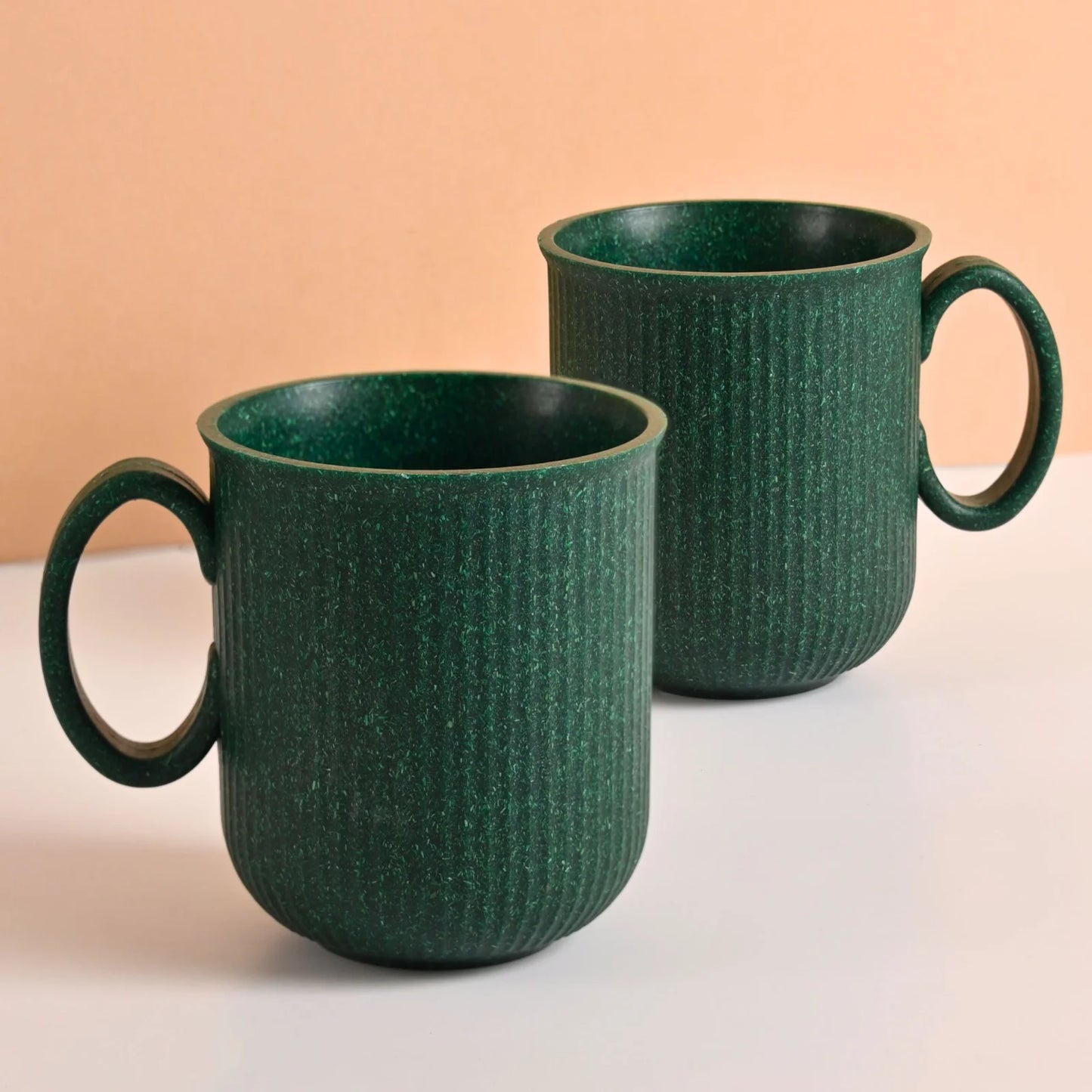 AM PM – Statement Coffee Mugs (350ml) | Set of 2 | Rice Husk & Bamboo | Microwave & Dishwasher Safe