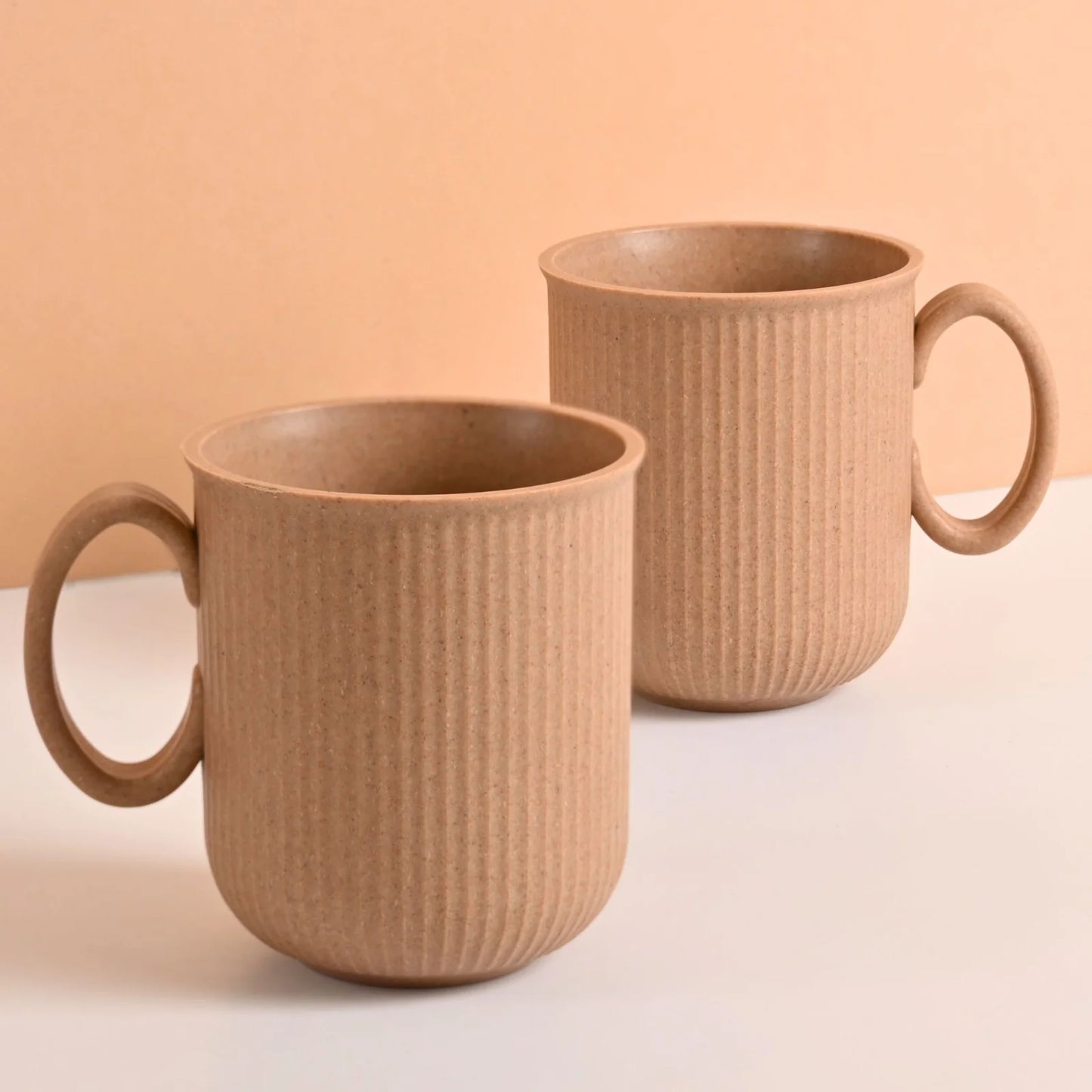 AM PM – Statement Coffee Mugs (350ml) | Set of 2 | Rice Husk & Bamboo | Microwave & Dishwasher Safe