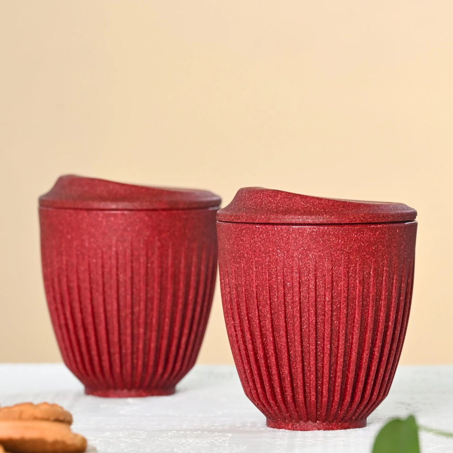 Brew Bro – Coffee Mugs with Lid (250ml/350ml) | Set of 2 | Microwave Safe | Made with Rice Husk & Bamboo
