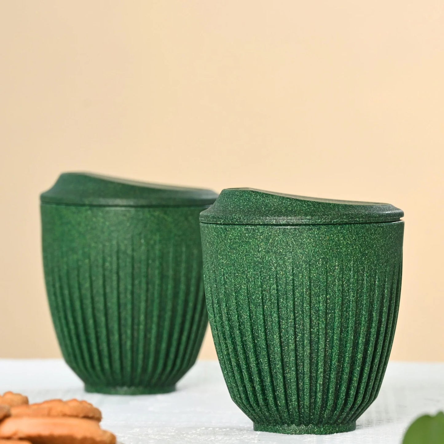 Brew Bro – Coffee Mugs with Lid (250ml/350ml) | Set of 2 | Microwave Safe | Made with Rice Husk & Bamboo