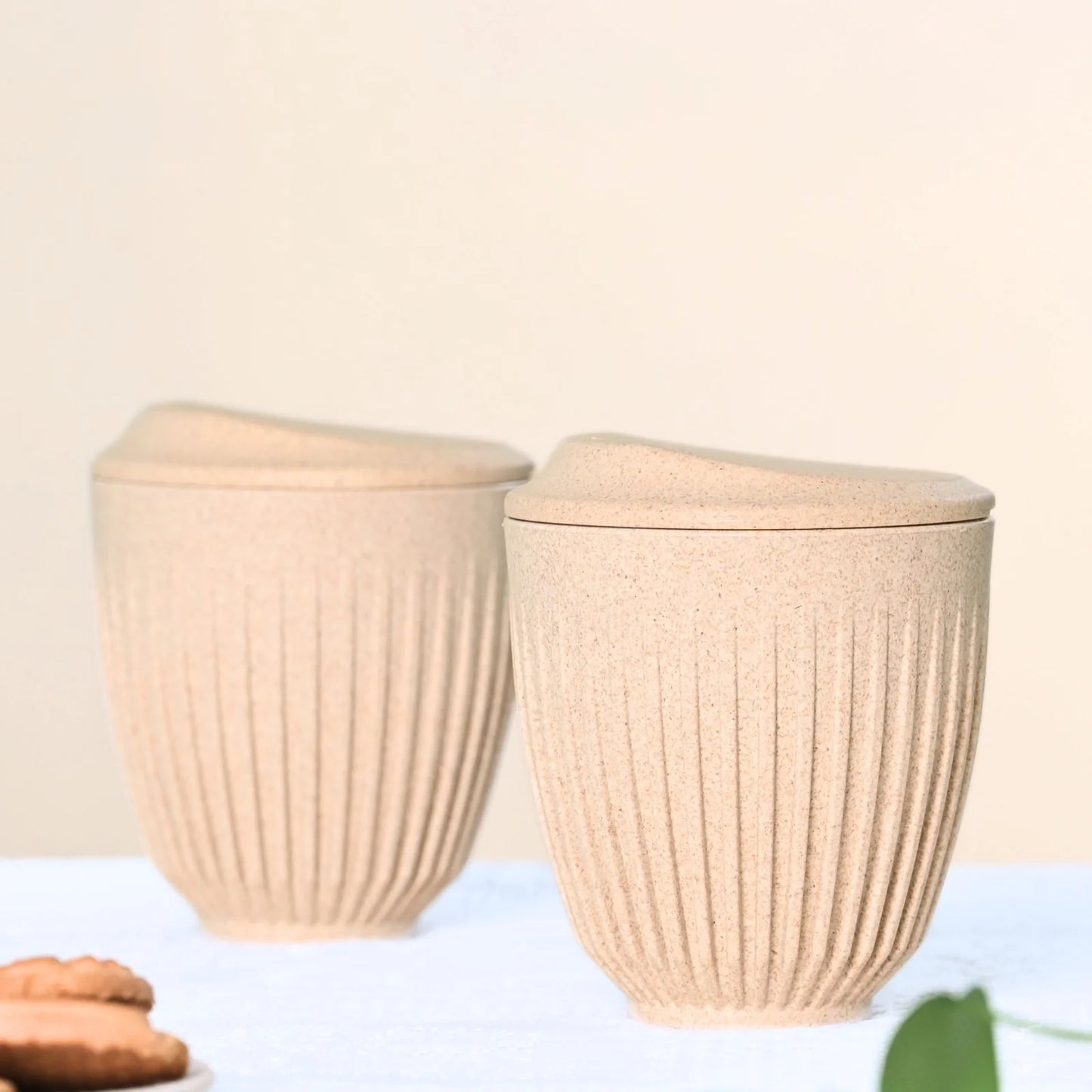 Brew Bro – Coffee Mugs with Lid (250ml/350ml) | Set of 2 | Microwave Safe | Made with Rice Husk & Bamboo