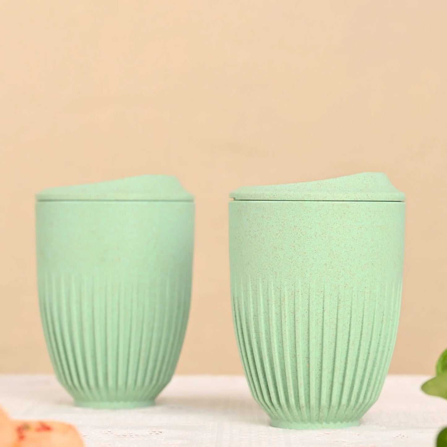 Brew Bro – Coffee Mugs with Lid (250ml/350ml) | Set of 2 | Microwave Safe | Made with Rice Husk & Bamboo