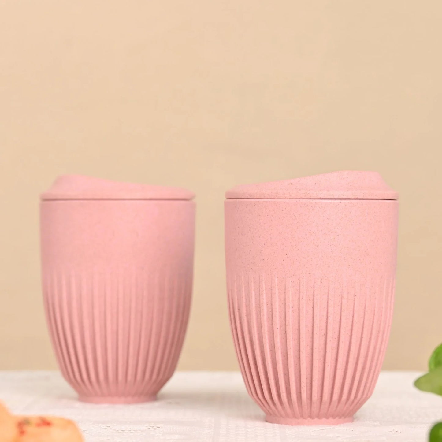 Brew Bro – Coffee Mugs with Lid (250ml/350ml) | Set of 2 | Microwave Safe | Made with Rice Husk & Bamboo