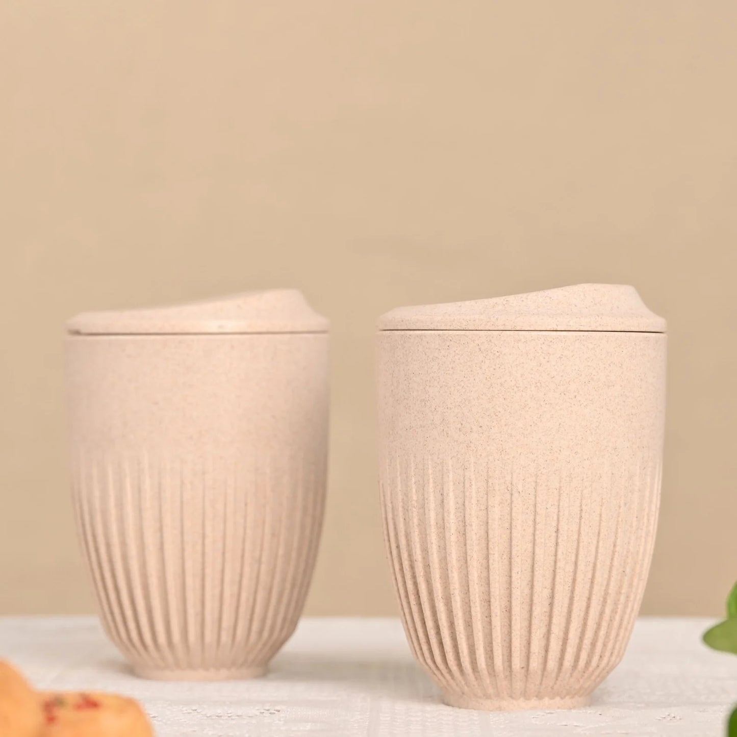 Brew Bro – Coffee Mugs with Lid (250ml/350ml) | Set of 2 | Microwave Safe | Made with Rice Husk & Bamboo