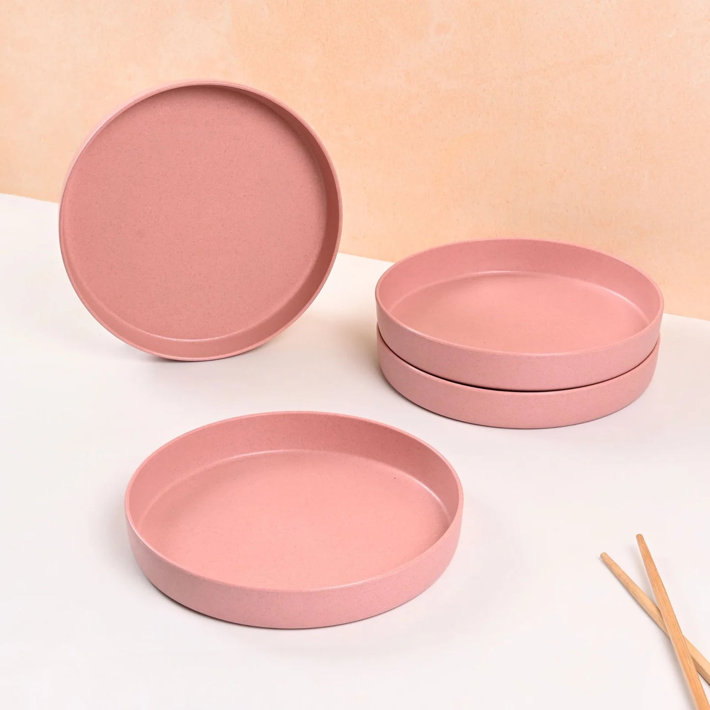 Deli Plate – Verde 8 Inch Round Plates (Set of 4) | Rice Husk Biocomposite | Unbreakable & Microwave Safe