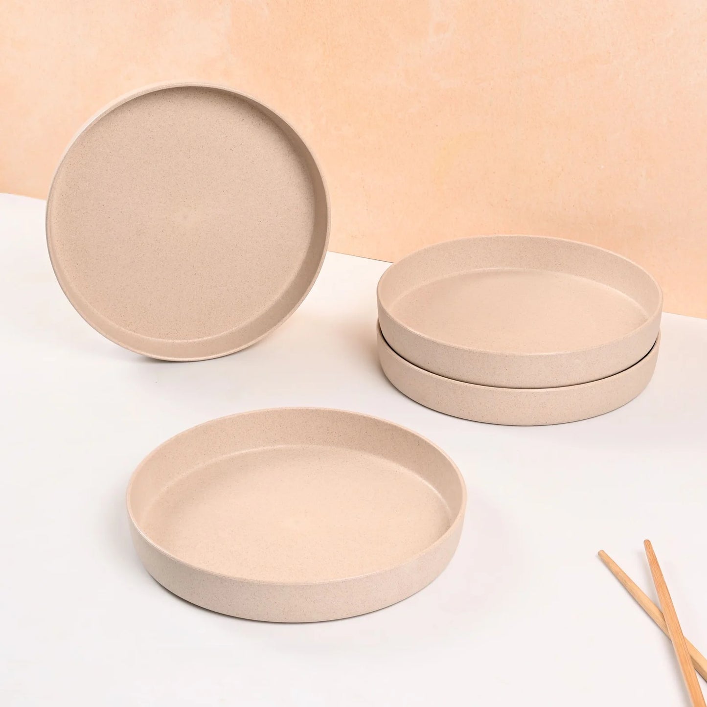 Deli Plate – Verde 8 Inch Round Plates (Set of 4) | Rice Husk Biocomposite | Unbreakable & Microwave Safe