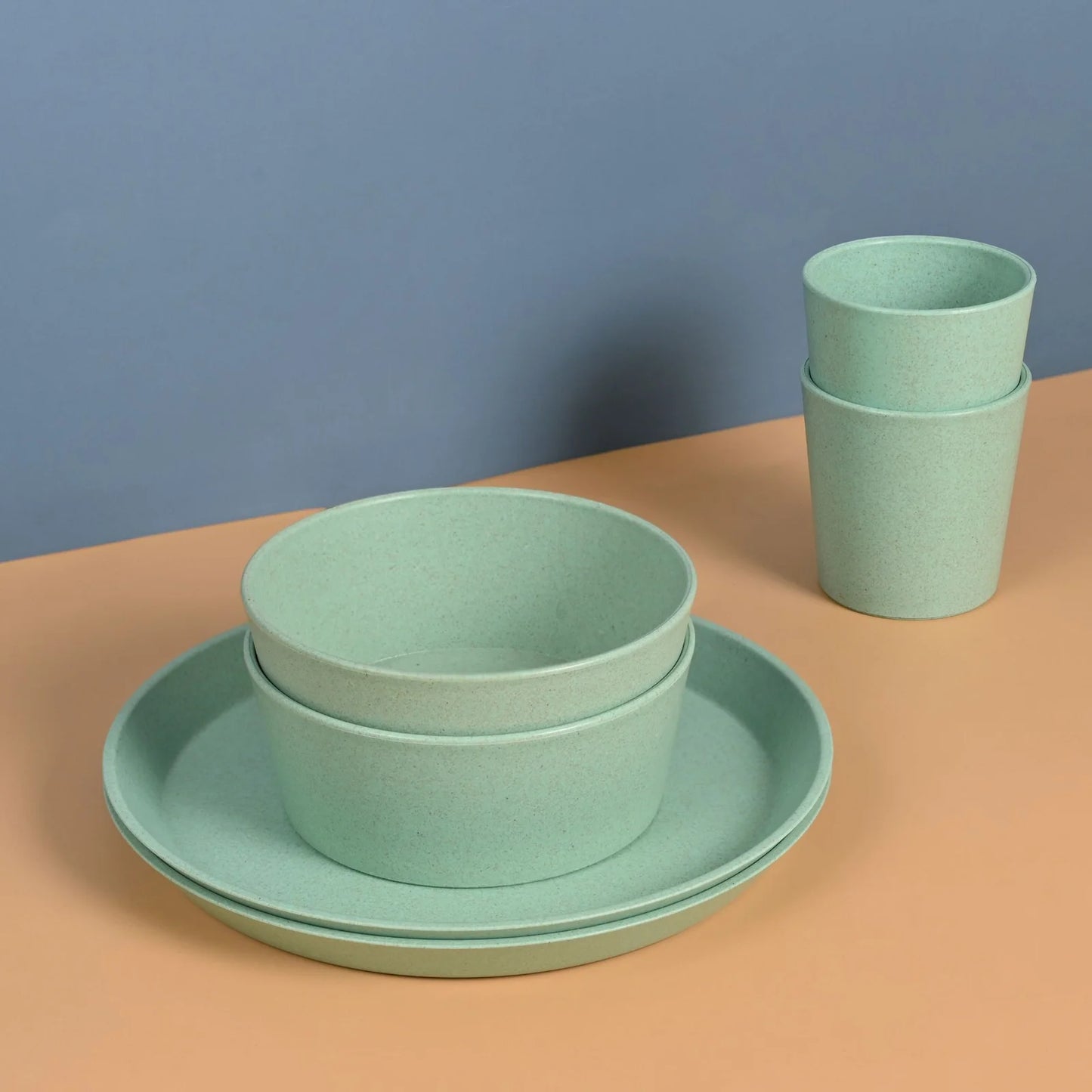 Daily Dine – Eco Dinnerware Set (Plates, Bowls & Tumblers) | Set of 2 | Rice Husk Biocomposite | BPA-Free | Family-Friendly