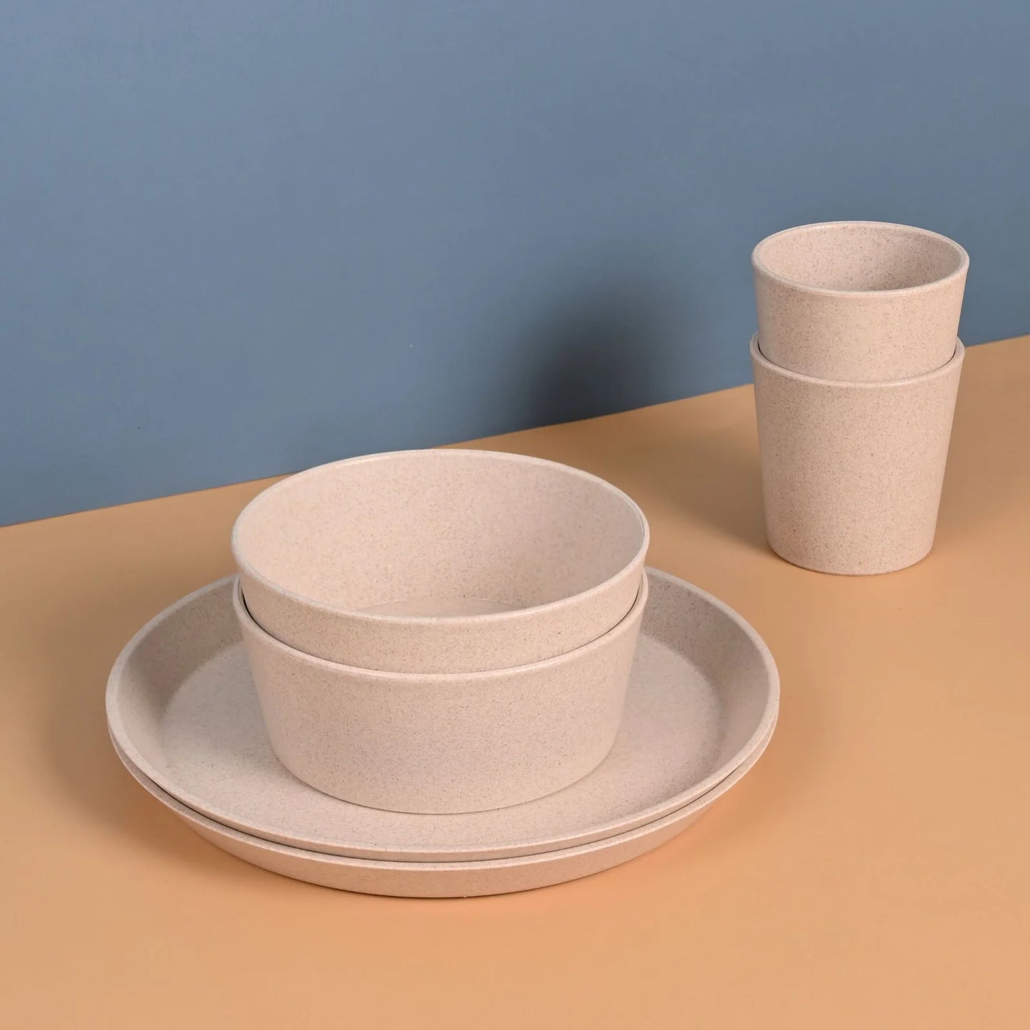 Daily Dine – Eco Dinnerware Set (Plates, Bowls & Tumblers) | Set of 2 | Rice Husk Biocomposite | BPA-Free | Family-Friendly