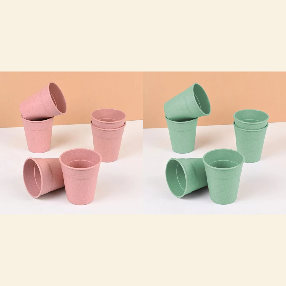 Pink and green 350 ml pong glasses made from plant fibre